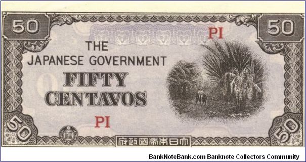 PI-105 Philippine 50 centavos note under Japan rule, light purple underprint. Banknote