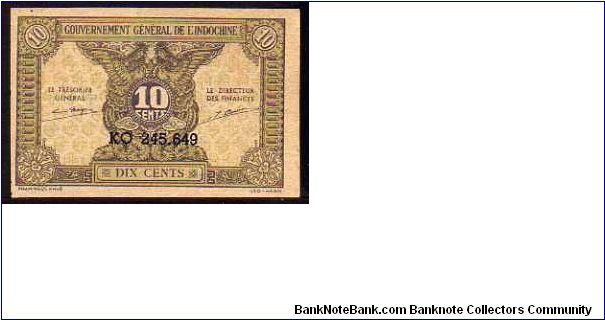 *FRENCH INDOCHINA*
________________

10 Cents
Pk 89a
---------------- Banknote