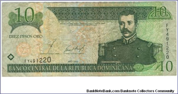 Rep Dominica 2002 10 Pesos Oro Banknote