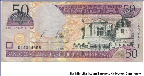 Rep Dominica 2003 50 Pesos Oro Banknote