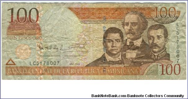 Rep Dominica 2004 100 Pesos Oro Banknote