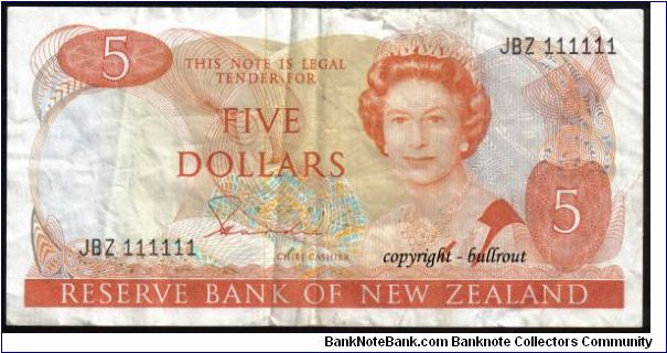 $5 Hardie II - JBZ 111111. Banknote