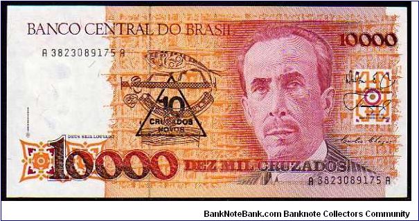10 Cruzados Novos__
Pk 218__

Ovpt on 10'000 Cruzados Banknote