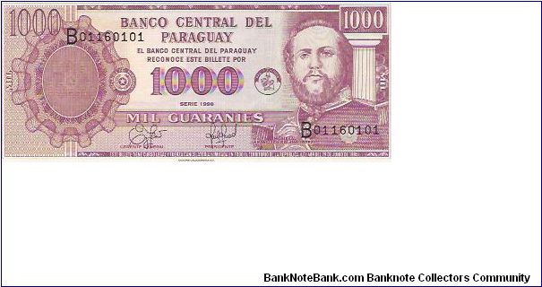 1000 GUARANIES
B01160101 Banknote