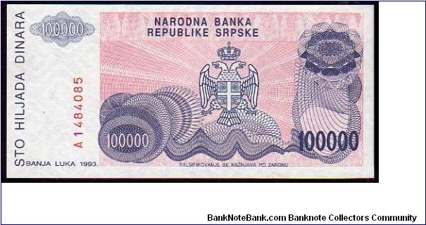 Banknote from Bosnia year 1993