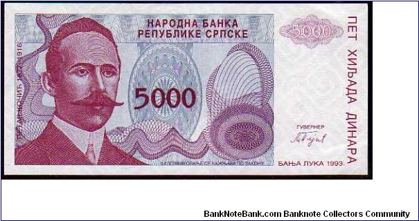 5000 Dinara__
Pk 149a__

Serbian Republic-Banja Luka Issue
 Banknote
