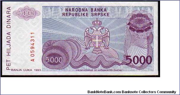 Banknote from Bosnia year 1993