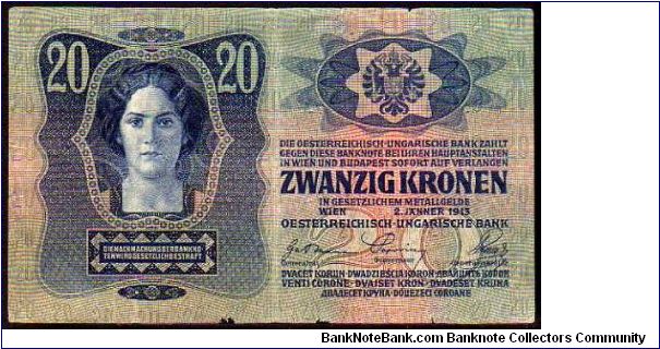 *AUSTRO_HUNGARIAN EMPIRE*
__

20 Kronen
20 Korona__
Pk 13
 Banknote