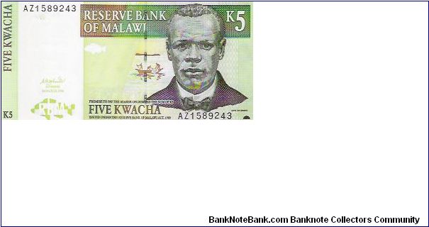 FIVE KWACHA
AZ1589243

P # 36B Banknote