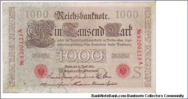 1000 MARK
NR 8206223A

P # 44B Banknote