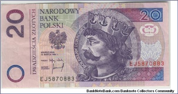Poland 1994 20Zlotych Banknote