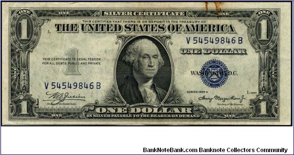 Series 1935A $1 Silver Certificate.  Serial: V54549846B Banknote