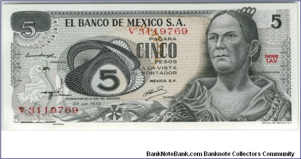 Mexico 1972 5 Pesos Banknote