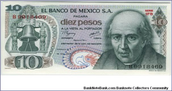 Mexico 1977 10 Pesos Banknote
