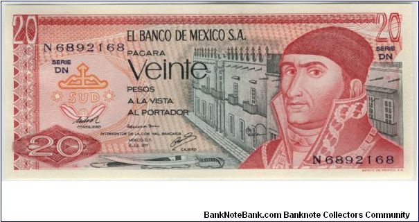 Mexico 1977 20 Pesos Banknote