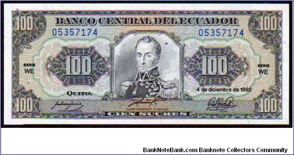 100 Sucres
Pk 123Ab
-----------------
04-12-1992
----------------- Banknote