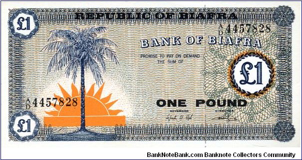 1 Pound, first issue - from a province of Nigeria that seceded in an unsuccessful bid for independence Banknote