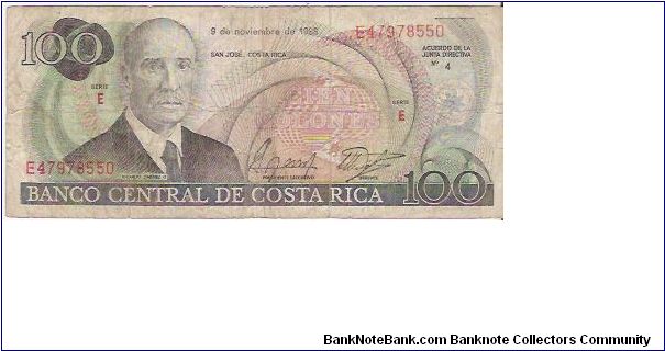 100 COLONES
SERIE E

E47978550 Banknote