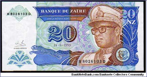 *ZAIRE*__
20 Noveaux Zaires__
Pk 56 Banknote