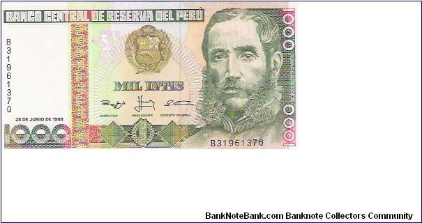 1000 INTIS

B 3196137 Q

P # 136B Banknote