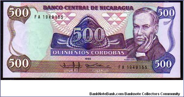 500 Cordobas
Pk 155

(Issued 1988) Banknote
