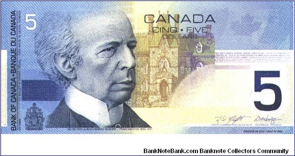 Sir Wilfred Laurier on front;  Winter sports on back Banknote