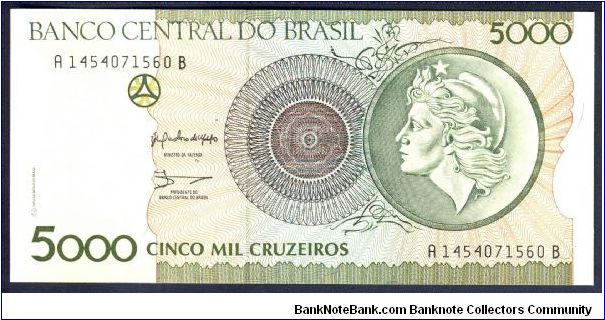 Brazil 5000 Cruzeiros 1990 P227. Banknote