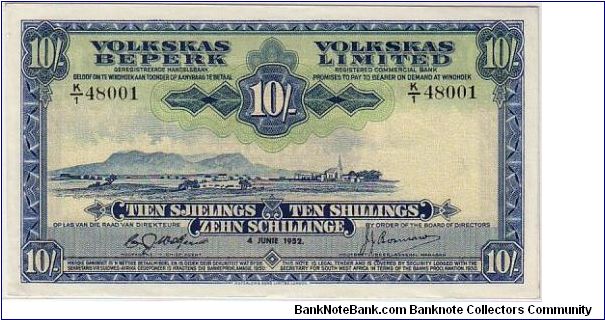 VOLKSKAS BANK LTD:- SWA
  10/- Banknote