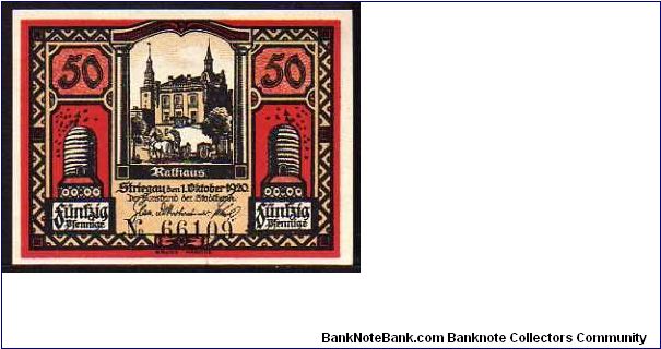 Notgeld

50 Pfenning (Red)
Pk NL

(Striegau) Banknote