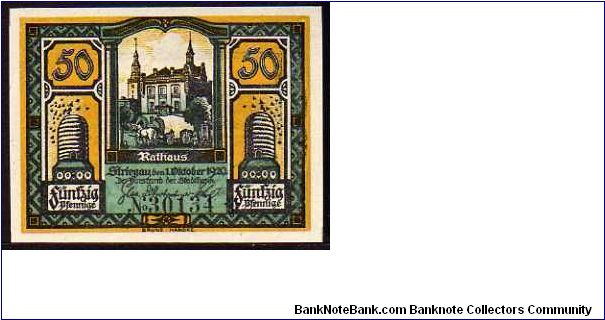 Notgeld

50 Pfenning(Yellow)
Pk NL

(Striegau) Banknote