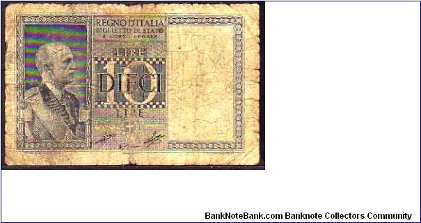 10 Lire
Pk 25c Banknote