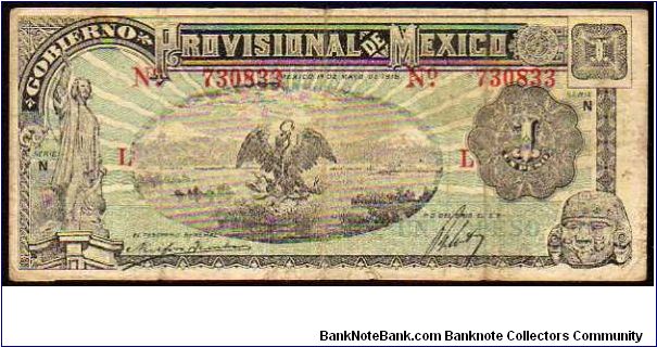 1 Peso
Pk s709

(Gobierno Provisional de Mexico) Banknote