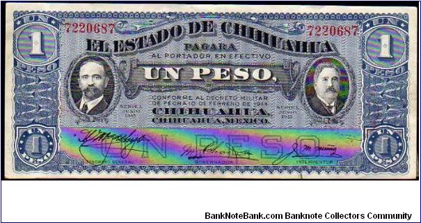 (El Estado de Chihuahua)

1 Peso
Pk s529g Banknote