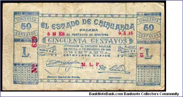 (El Estado de Chihuahua)

50 Centavos
Pk s527 Banknote