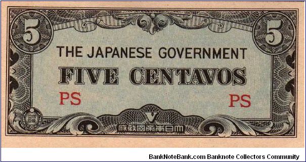 Japanese Government
5 centavos
O:  Value
R:  Value
No Serial Number.
Size: 100mm x 48mm Banknote