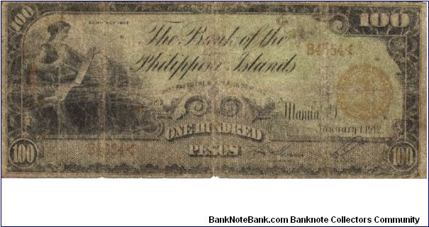 PI-11b RARE Bank of the Philippines 100 Pesos note. Banknote