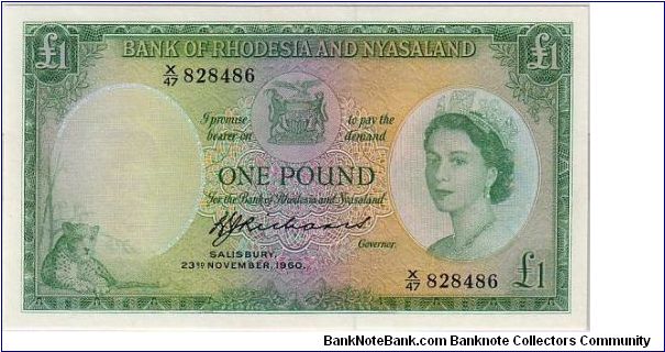 BANK OF RHODESIA AND NYASALAND-
 1 POUND Banknote
