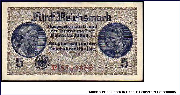 5 Mark
Pk 138
----------------
WWII
Regional Issue
Under German Occupation
1939-1945
---------------- Banknote