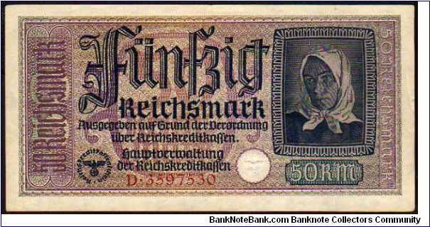 50 Mark
Pk 140
----------------
WWII
Regional Issue
Under German Occupation
1939-1945
---------------- Banknote