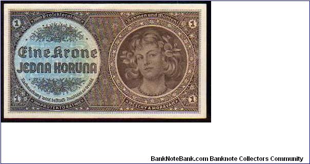 *BOHEMIA & MORAVIA*
________________

1 Krone
Pk 3a
---------------- Banknote
