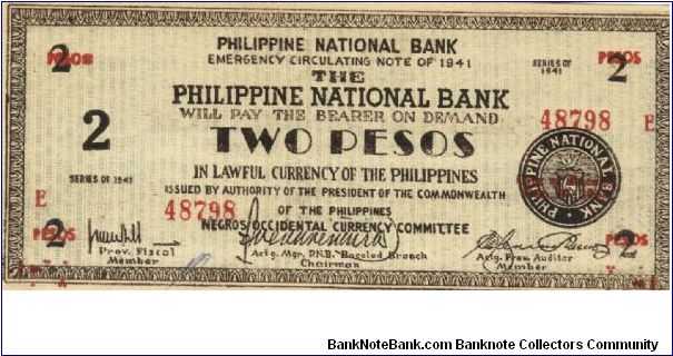 S-625a RARE Negros Occidental 2 Pesos note in series, 18 of 20. Banknote