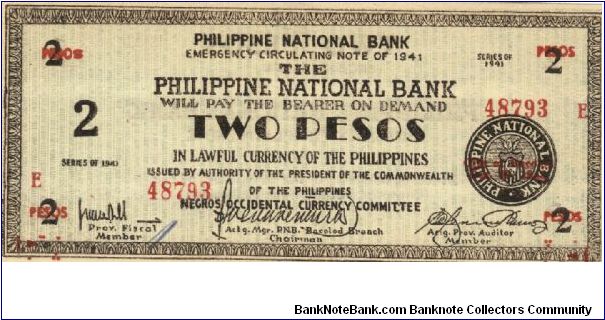 S-625a RARE Negros Occidental 2 Pesos note in series, 13 of 20. Banknote