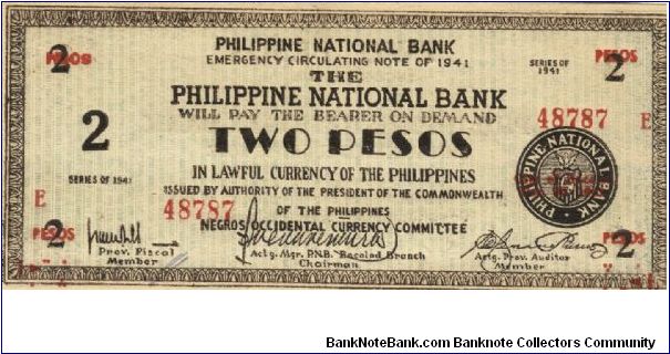 S-625a RARE Negros Occidental 2 Pesos note in series, 7 of 20. Banknote