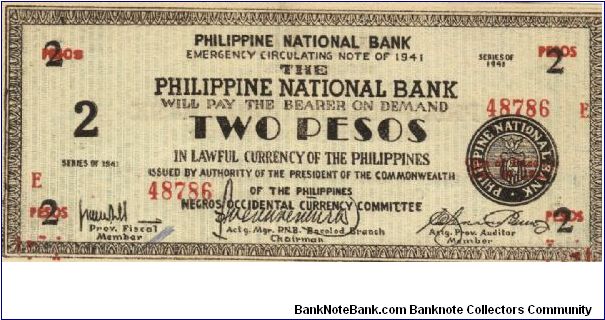 S-625a RARE Negros Occidental 2 Pesos note in series, 6 of 20. Banknote