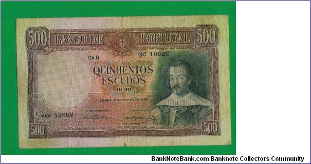 a nice 500 escudos 1952 from Portugal Banknote