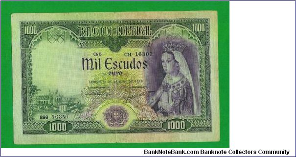 1000 escudos 1956 lovely and rare banknote from Portugal a VF condition Banknote