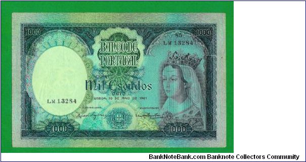 A scarce 1000 escudos 1961 lovely colours very rare Banknote
