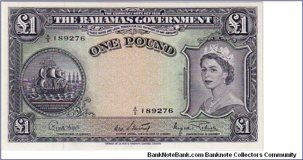 THE BAHAMAS GOVERNMENT-
 ONE POUND Banknote