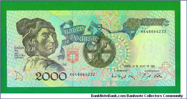 2000 escudos 1992
Bartolomeu Dias Cape of Good Hope Lovely note and a homage to portuguese Discoveries - UNC Banknote