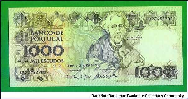 1000 escudos 1994 UNC - Teófilo Braga Banknote
